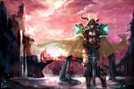  aqua_hair armor bad_id bad_pixiv_id cape gauntlets glowing glowing_eyes greaves hatsune_miku helmet long_hair parody solo sword twintails very_long_hair vocaloid warcraft water weapon world_of_warcraft zhuxiao517 
