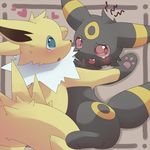  &hearts; ambiguous_gender blue_eyes blush eeveelution jolteon kururi_itachi nintendo pok&#233;mon pok&eacute;mon red_eyes satomisato umbreon video_games 