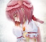  close-up ctt face gloves hands_together kaname_madoka looking_down magical_girl mahou_shoujo_madoka_magica own_hands_together pink_hair profile red_eyes short_hair solo tears upper_body white_gloves 