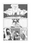  aoi01fenrir bouquet comic dress flower greyscale highres instrument long_hair mahou_shoujo_madoka_magica monochrome organ priest sakura_kyouko spoilers translated wedding_dress 