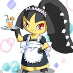  beverage female g-sun looking_at_viewer maid maid_uniform mawile red_eyes solo standing 