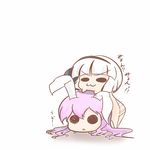  :3 animal_ears blush bunny_ears chibi from_behind hinate humping konpaku_youmu long_hair multiple_girls myon_(phrase) o_o reisen_udongein_inaba short_hair touhou translated v-shaped_eyebrows white_hair 