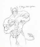  bovine bull grin looking_at_viewer male muscles nipple_piercing nipple_ring nipples piercing presenting sketch solo standing tail tkc2021 undressing 