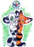  &hearts; chival cute ear_piercing female heterochromia kaku lemur male nose_piercing piercing tail yellow_eyes zeriara_(character) 