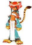  bell big_feet cat collar costume cub ear_tuft feline female flat_chest katt loincloth raised_tail red_hair solo tail tiger underwear unknown_artist 