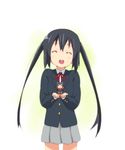  black_hair chibi closed_eyes dual_persona errant k-on! long_hair minigirl nakano_azusa school_uniform smile twintails 