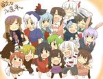  animal_ears black_hair blue_hair blush brown_hair bunny_ears cameo carrot character_request chibi child choujin_sentai_jetman closed_eyes crescent_moon dress everyone fujiwara_no_mokou green_eyes green_hair grey_eyes hand_on_shoulder hijiri_byakuren hood horn horns houraisan_kaguya inaba_tewi japanese_clothes kamishirasawa_keine koyama_shigeru kumoi_ichirin moon multicolored_hair multiple_girls murasa_minamitsu niconico odagiri_aya open_mouth photo_(object) purple_hair red_eyes red_hair reisen_udongein_inaba smile tail the_sims touhou translated white_hair yagokoro_eirin 