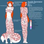  accelo accelo_(character) balls collar colored_background crossdressing feline heterochromia male model_sheet sheath snow_leopard 