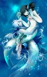  blue bubbles female fins mermaid underwater 
