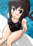  amagami black_eyes black_hair competition_swimsuit from_above highres nanasaki_ai ochatsumi one-piece_swimsuit perspective pool poolside short_hair solo swimsuit thigh_gap 