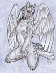  breasts bukkake collar cum female fingering fluffy masturbation messy nude ruaidri solo wings 