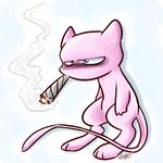  blue_eyes cigarette drugs mew pok&eacute;mon smoke solo vaporotem 