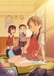  2girls apron black_hair calendar_(object) child ekakibito endou_michiko extra k-on! long_hair multiple_boys multiple_girls school_uniform twintails 