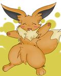  ambiguous_gender brown chest_tuft eevee eyes_closed fang pok&eacute;mon pubic_tuft solo 