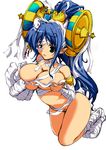  bandages black_eyes blue_hair breasts cleavage daibanchou large_breasts mummy_shiraville_viii nude poruneko solo 