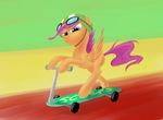  equine eyewear female feral friendship_is_magic goggles hair helmet horse mammal my_little_pony pegasus pink_hair pony scootaloo_(mlp) scooter solo unknown_artist wings young 