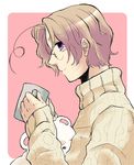  axis_powers_hetalia az0212 bad_id bad_pixiv_id bear blonde_hair canada_(hetalia) cup glasses male_focus mug polar_bear purple_eyes solo sweater 