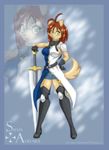  armor breasts canine dog female glasses jessica_elwood solo sword weapon 