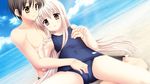  aqua blonde_hair censored game_cg school_swimsuit swimsuit tsukishiro_nanari 