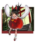  bad_id bad_pixiv_id bow brown_eyes brown_hair clog_sandals detached_sleeves hair_bow hakurei_reimu prototype-d short_hair solo torii touhou 