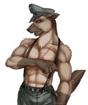  bulge canine dog german german_shepherd hat holly_marie_ogburn male military muscles nazi scar solo suspenders undressing uniform 