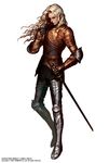 armor blonde_hair blue_eyes limha_lekan long_hair male_focus solo sword weapon 