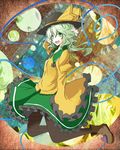  bad_id bad_pixiv_id green_eyes green_hair hand_on_own_head hat heart heart_of_string highres komeiji_koishi magryo763 open_mouth pantyhose skirt smile solo third_eye touhou 