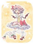  :3 bat_wings blush braid choker clenched_hands cosplay crossover gloves hat izayoi_sakuya izayoi_sakuya_(cosplay) kaname_madoka kaname_madoka_(cosplay) kintaro kneehighs kyubey magical_girl mahou_shoujo_madoka_magica official_style open_mouth parody pink_eyes puffy_sleeves purple_hair red_eyes remilia_scarlet rounded_corners shoes short_hair socks star style_parody touhou twin_braids white_gloves white_legwear wings 