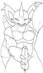  balls claws erection fangs grin horns invalid_tag looking_at_viewer male masturbation muscles nidoking nude penis pok&eacute;mon pok&eacute;morph presenting reptile scalie sketch solo standing tail theshizl tongue uncut 