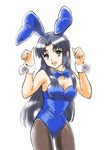  animal_ears asakura_ryouko blue_eyes blue_hair breasts bunny_ears bunny_girl bunny_tail bunnysuit cleavage fujita_(speedlimit) long_hair medium_breasts pantyhose solo suzumiya_haruhi_no_yuuutsu tail 