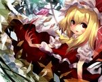  bad_id bad_pixiv_id blonde_hair blood blood_on_face crystal flandre_scarlet hat light_smile red_eyes short_hair solo tears torino_akua touhou wings 