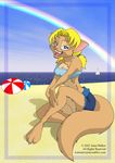 beach blonde_hair blue_eyes brown canine female fox hair long_blonde_hair long_hair looking_at_viewer seaside sitting soft solo tania_walker twin_tails water 