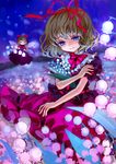  absurdres ama-tou blonde_hair blue_eyes doll flower glowing hair_ribbon highres lily_of_the_valley medicine_melancholy nature night ribbon short_hair smile solo su-san touhou 