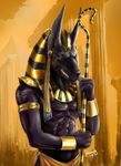  14-bis anubian_jackal anubis bracers canine deity egyptian fernando_faria gold jackal male solo 