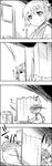  4koma calligraphy_brush comic door flower greyscale hieda_no_akyuu highres monochrome paintbrush tani_takeshi touhou translated yukkuri_shiteitte_ne 