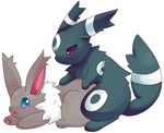  ambiguous_gender blue_eyes eevee from_behind pok&eacute;mon red_eyes toraneko umbreon 