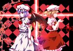  absurdres bat_wings blood chain crazy_eyes cross flandre_scarlet highres huangquan_dong_(sinchi) laevatein multiple_girls profile remilia_scarlet sad short_hair siblings sisters touhou wings wrist_cuffs 