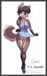 blue_eyes bottomless camisole canine clothed clothing collaboration creamytea david_a_cantero dog female half-dressed lingerie looking_at_viewer mammal nightgown plain_background pussy solo standing thigh_gap white_background 