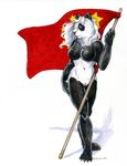  blue_eyes breasts chinese female flag hair heather_bruton nude panda patriotic plantigrade pussy solo standing white_hair 