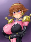  ameoto areolae artist_request blush breast_hold breasts crossed_arms elbow_gloves erect_nipples formal g_gundam gloves gundam highres large_breasts latex mobile_trace_suit rain_mikamura suit 