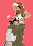  1boy 1girl dark_skin g_yossy green_yossy heart hug karui kumogakure_symbol naruto naruto_shippuuden omoi_(naruto) pixiv_thumbnail resized simple_background 