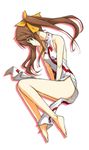  barefoot brown_hair china_dress chinese_clothes dress feet hamao highres huang_lingyin infinite_stratos legs long_legs solo thighs twintails 