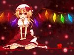  apple bad_id bad_pixiv_id blonde_hair blood flandre_scarlet food fruit kusada_souta red_eyes solo touhou wings 