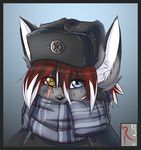  blue_eyes fluff-kevlar hat heterochromia male nytro red_hair scar scarf solo yellow_eyes 