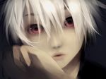  albino androgynous copyright_request male_focus matsunaka_hiro red_eyes solo white_hair 