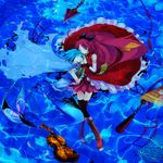  beamed_eighth_notes black_legwear blood_bier blue_background blue_hair boots cape caustics chain closed_eyes detached_sleeves dotted_quarter_note eighth_note hands_clasped highres instrument long_hair magical_girl mahou_shoujo_madoka_magica mermaid miki_sayaka monster_girl monsterification multiple_girls musical_note oktavia_von_seckendorff own_hands_together pigeon-toed pleated_skirt polearm ponytail profile quarter_note red_hair sakura_kyouko scales sharp_sign sheet_music short_hair skirt spoilers staff_(music) thighhighs treble_clef underwater violin weapon yuri zettai_ryouiki 