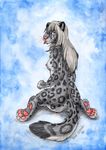  blackdiaraikia breasts feline female hair leopard looking_at_viewer mammal nude snow solo white_hair 