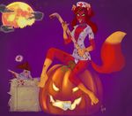  &hearts; bale blood canine cayenne clouds collar female fire fox green_eyes halloween jack-o-lantern knife nurse nurse_hat phsuke piercing pipe plantigrade pumpkin pyramid_head silent_hill stem straw trees undead 