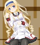  belt black_legwear blue_eyes blue_hairband blush cecilia_alcott hairband infinite_stratos long_hair narumi_yuu_(imitmoon) open_mouth panties panties_under_pantyhose pantyhose solo standing underwear white_panties 