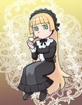  doily fujiko_f_fujio_(style) gosick gothic_lolita lolita_fashion long_hair parody pipe solo style_parody ueyama_michirou victorica_de_blois 